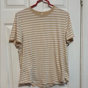 lululemon athletica Beige and White Striped Tee
